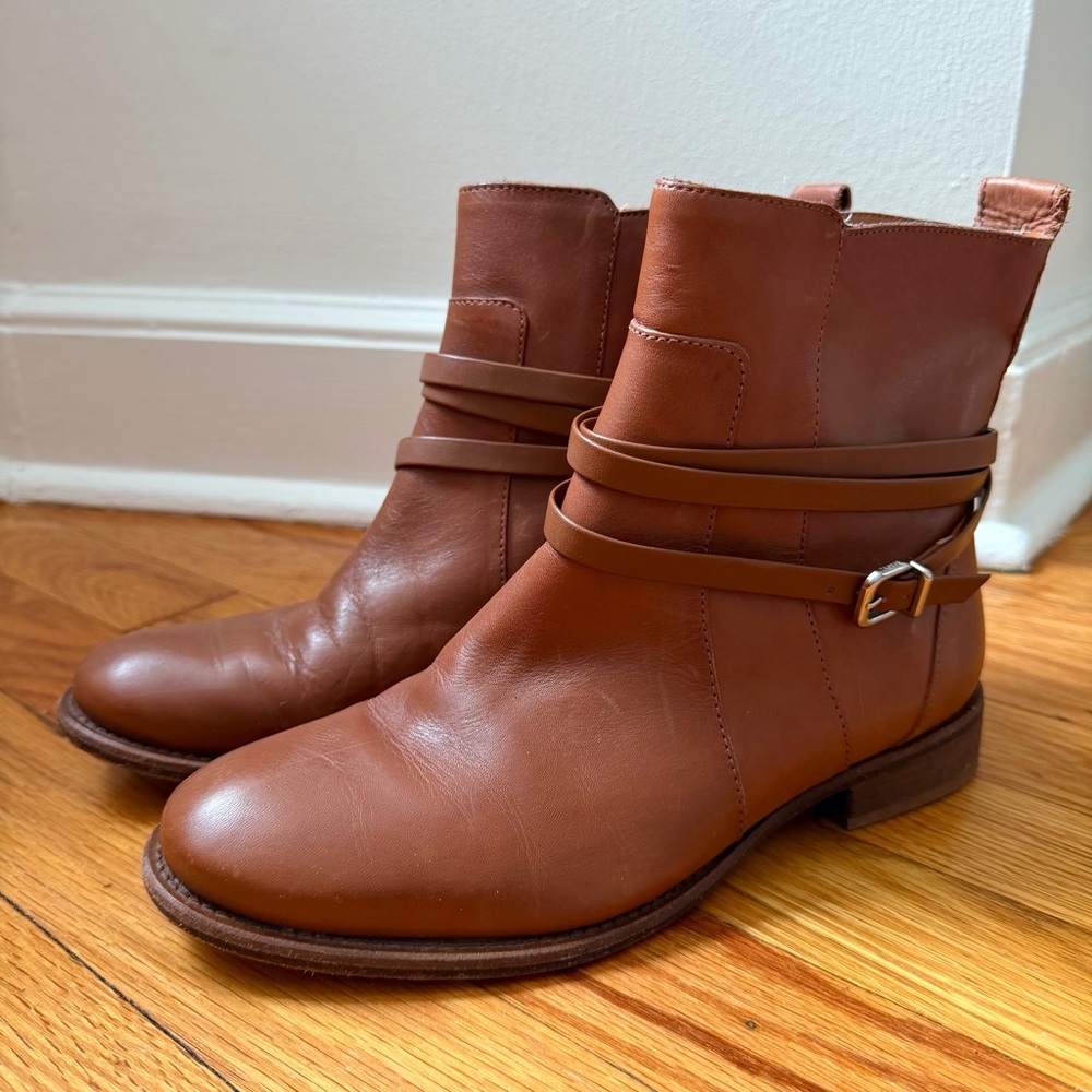 Schutz Made in Brazil Tan Leather Strappy Ankle Boots Size 7